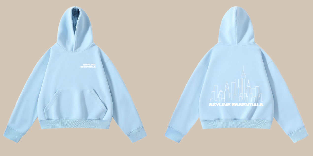 skyline baby blue sweat shirt